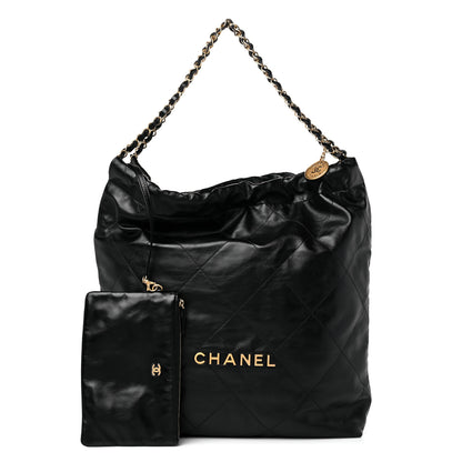 Chanel Shiny Calfskin Quilted Large Chanel 22 Black 1 of 11