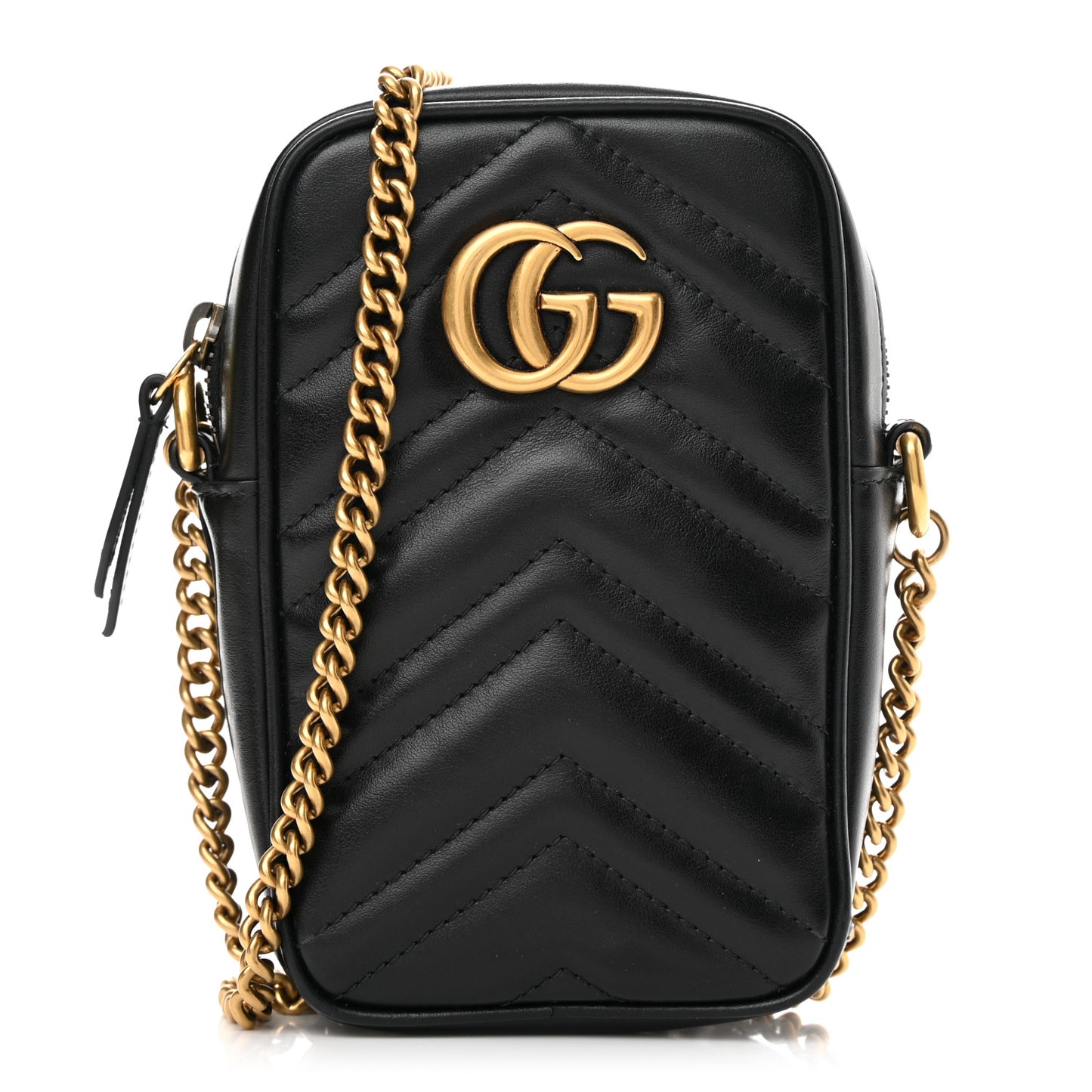 Calfskin Matelasse Mini GG Marmont Crossbody Bag Black