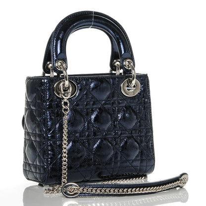 Christian Dior Metallic Calfskin Cannage Mini Lady Dior Marine 3 of 6