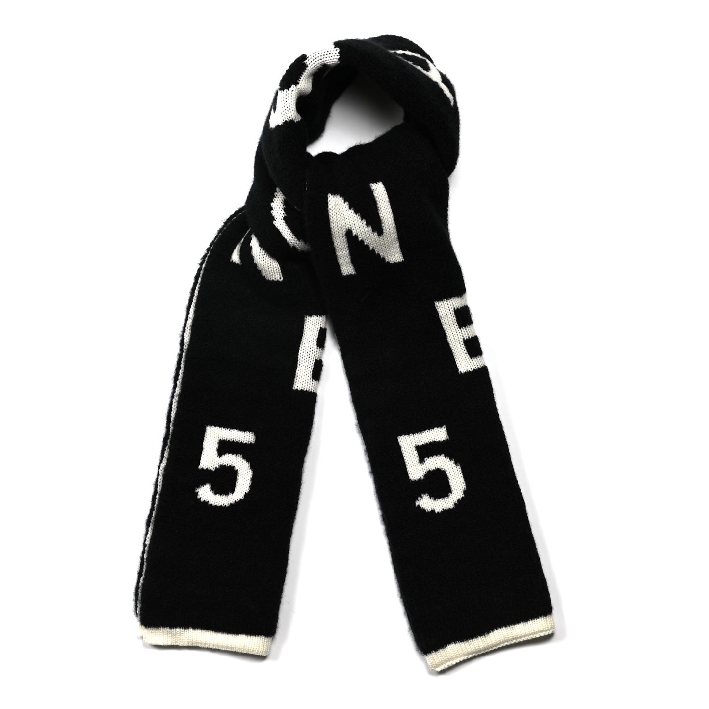 Wool Cashmere Silk CC Scarf Black White