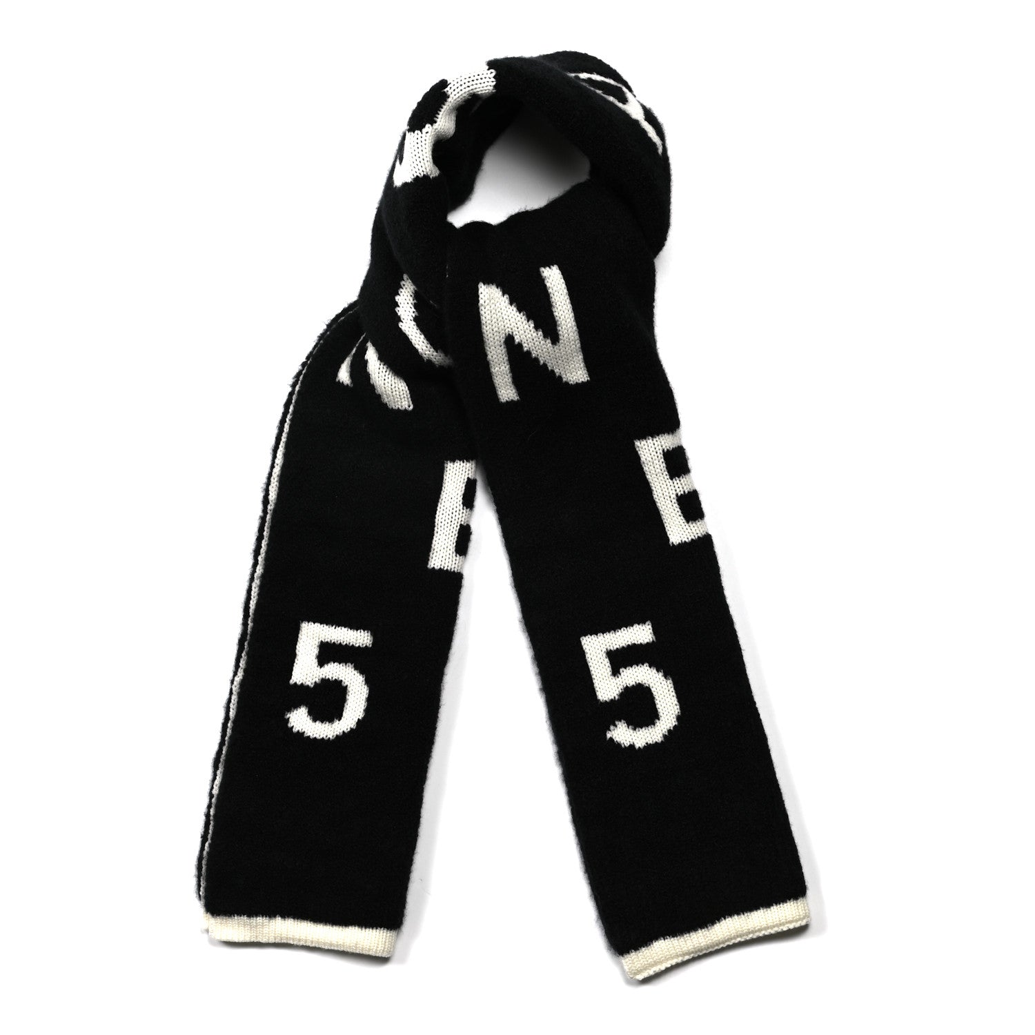 Chanel Wool Cashmere Silk CC Scarf Black White 1 of 3