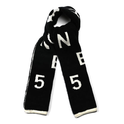 Chanel Wool Cashmere Silk CC Scarf Black White 1 of 3