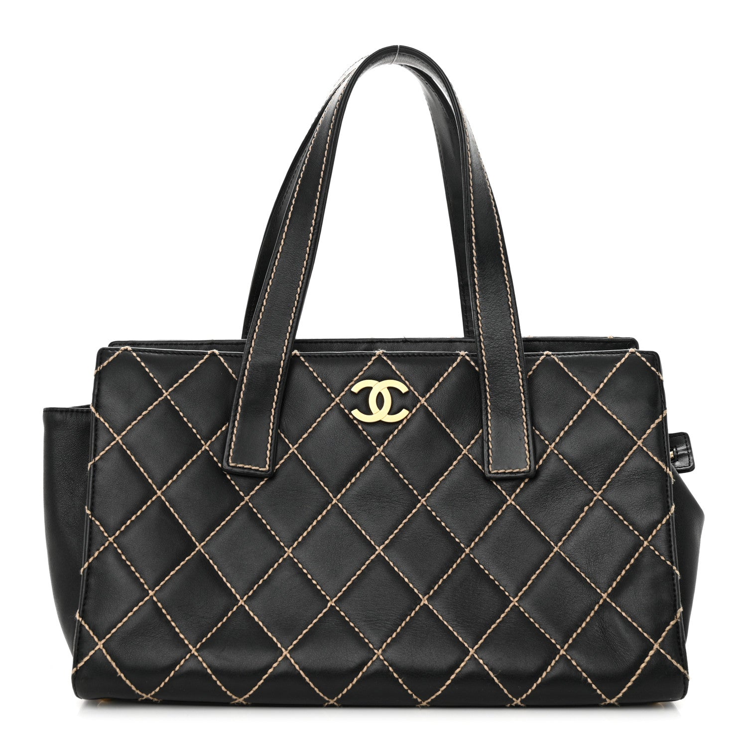 Chanel Calfskin Wild Stitch Medium Tote Black 1 of 11