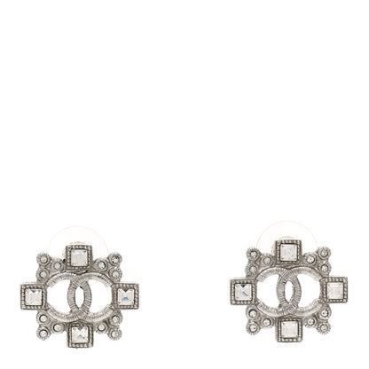 Chanel Swarovski Crystal CC Earrings Silver 1 of 4
