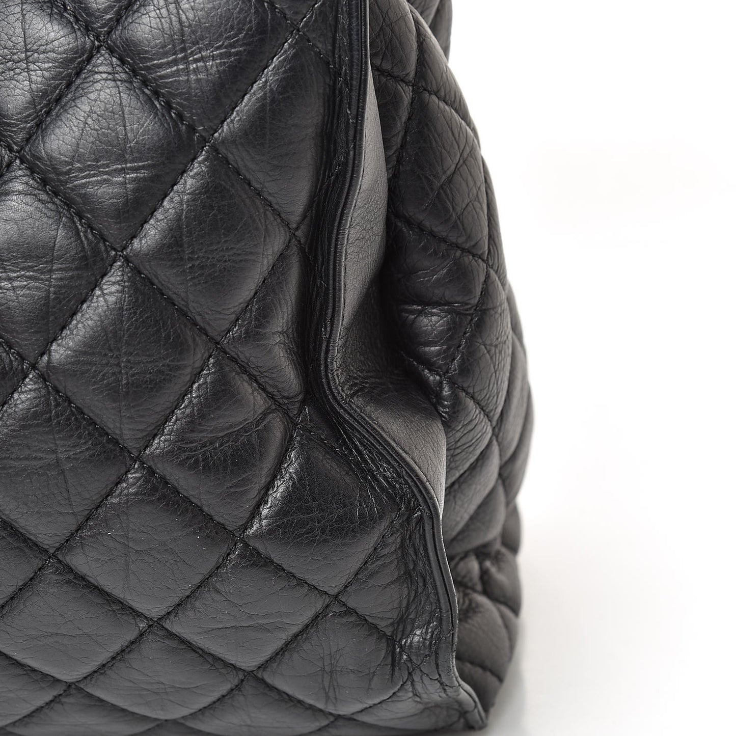Calfskin Quilted Large Chic and Soft Shopping Tote Black