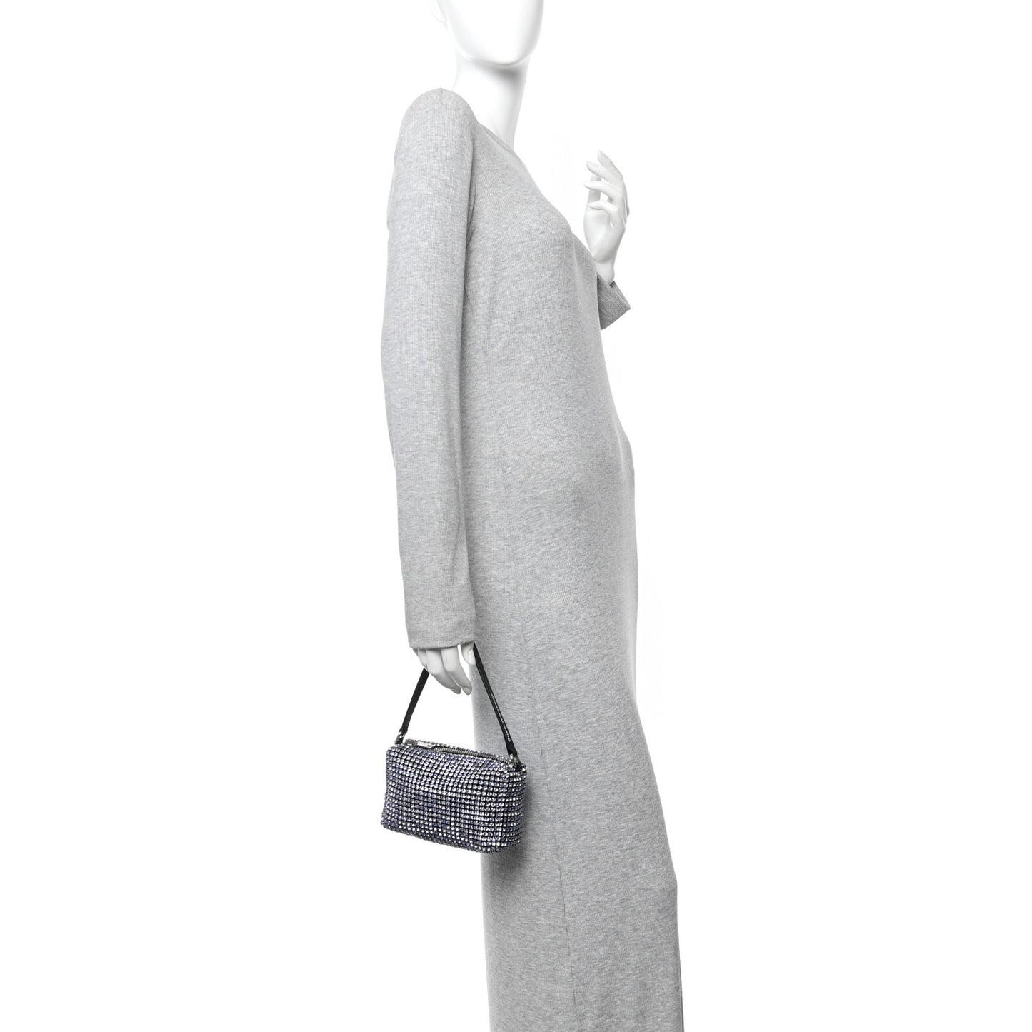 Mesh Crystal Rhinestone Mini Heiress Pouch Baby Blue