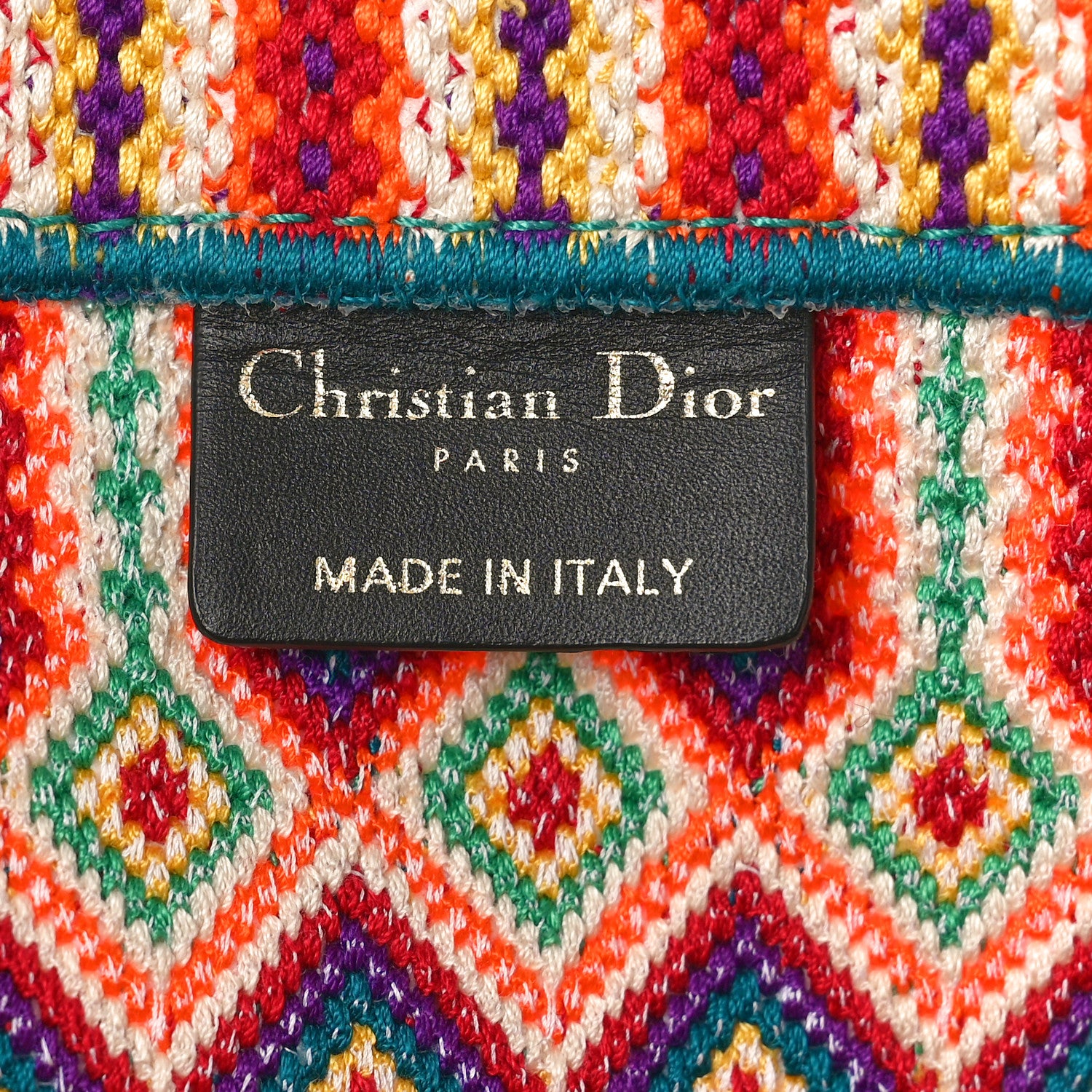 Christian Dior Canvas Embroidered Large Book Tote Orange Multicolor 6 of 12