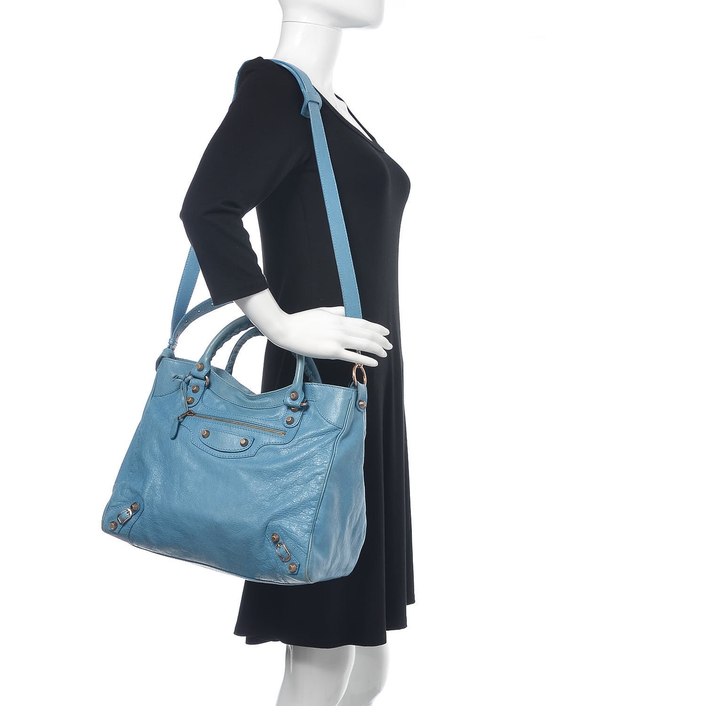 Agneau Giant 12 Rose Gold Hardware City Bleu Indigo