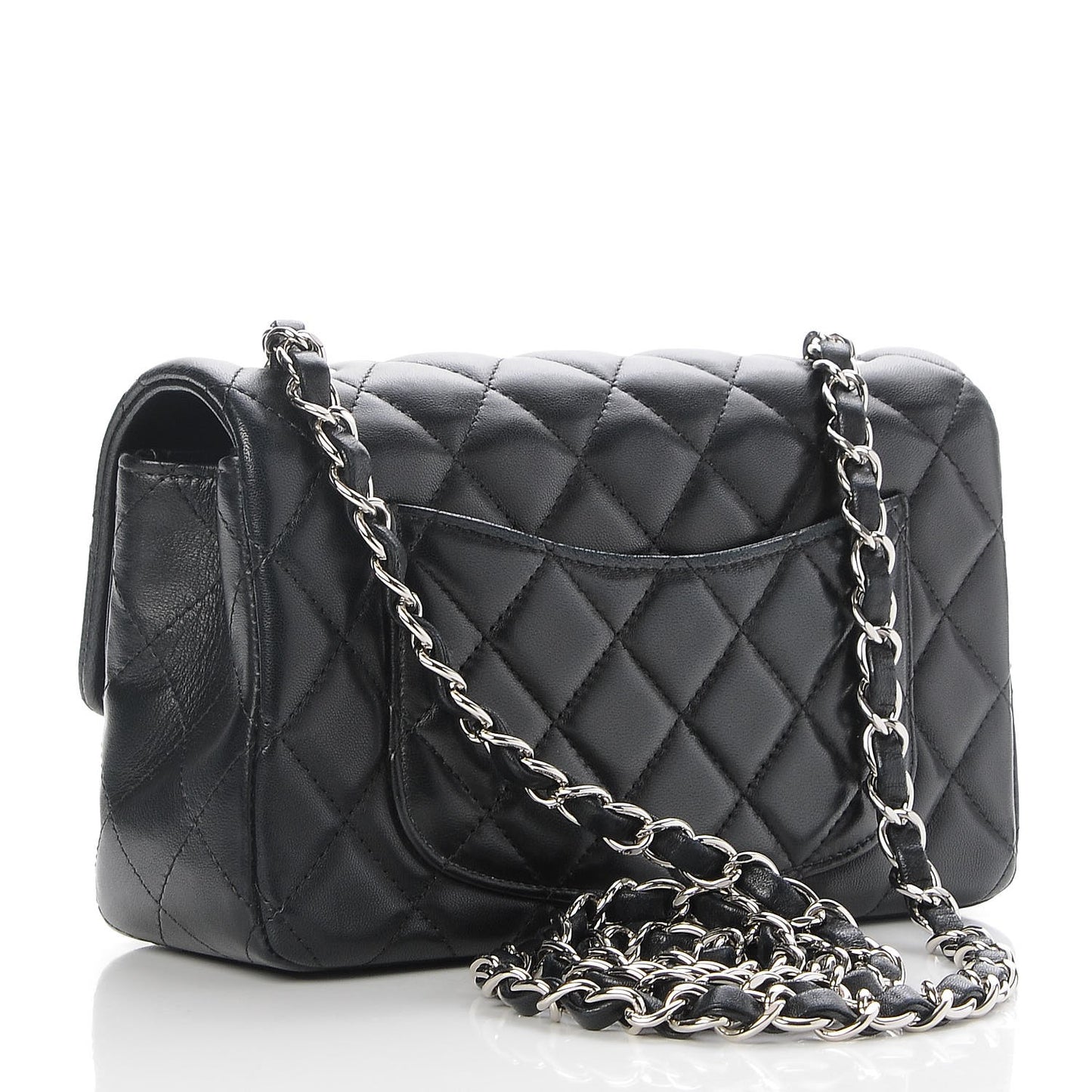 Lambskin Quilted Mini Rectangular Flap Black