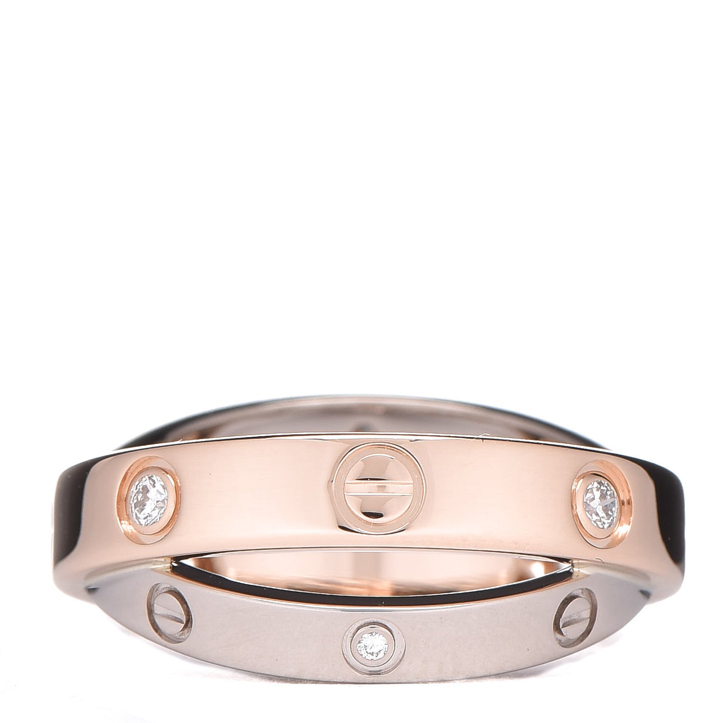 18K Pink White Gold 6 Diamonds LOVE Ring 46 3.75