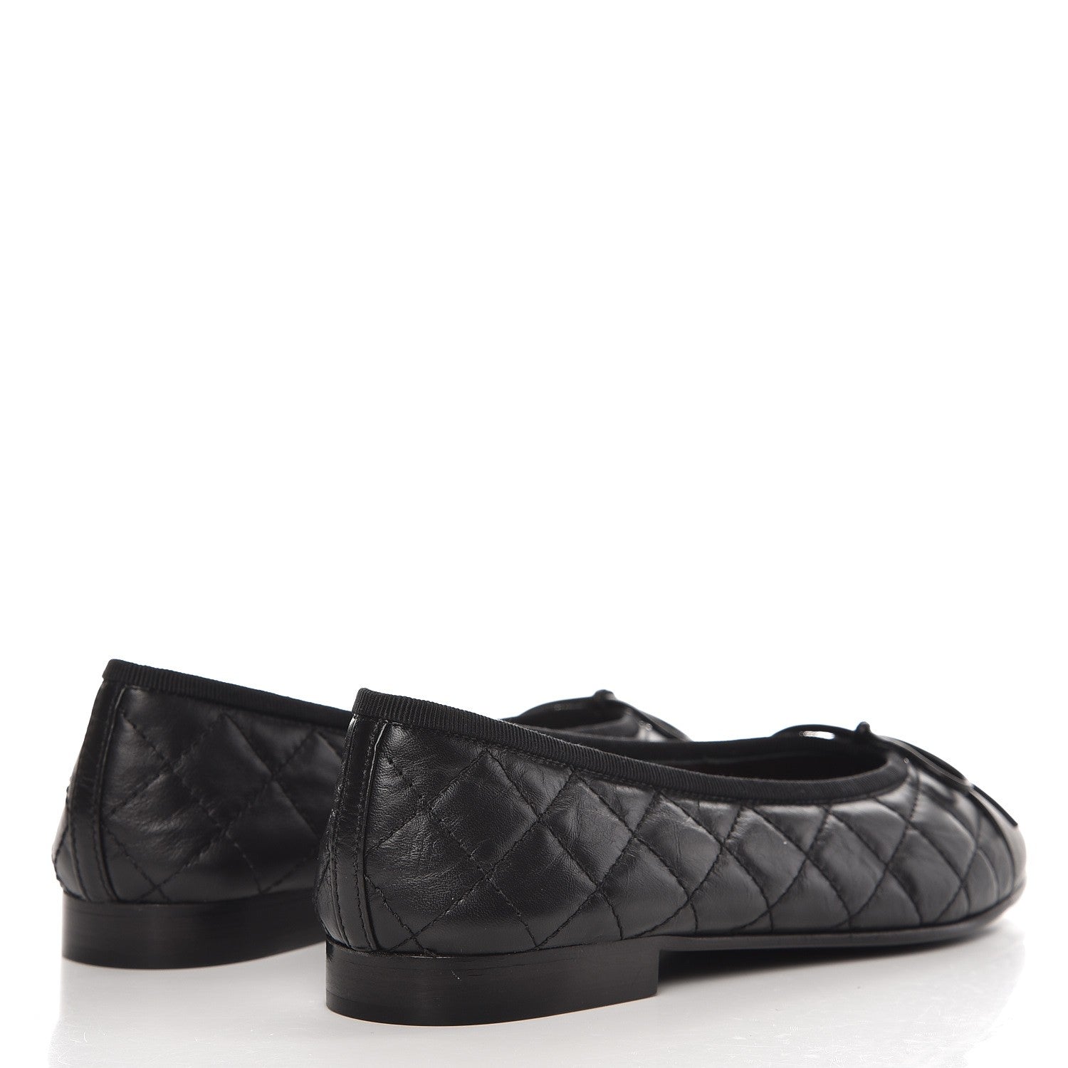 Chanel Aged Calfskin Quilted Cap Toe Ballerina Flats 37.5 Black 4 of 9