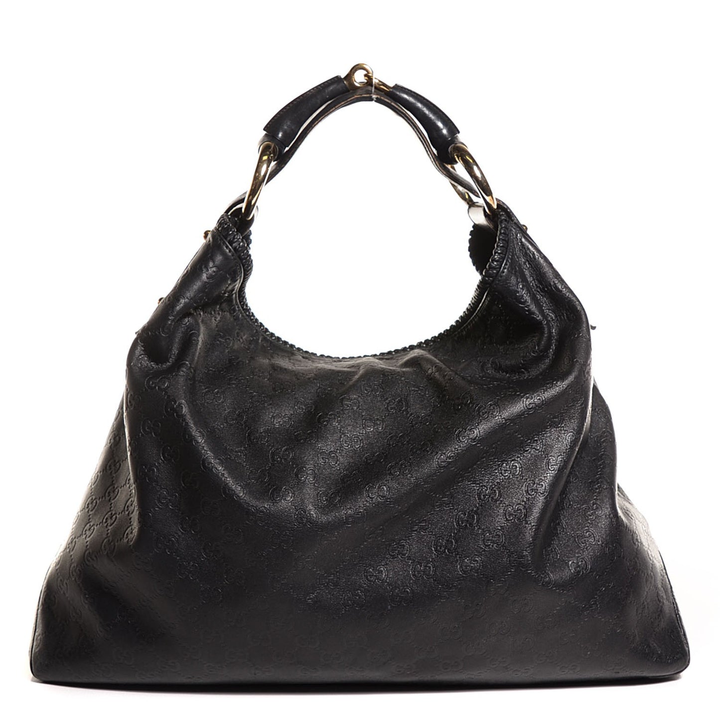 Guccissima Large Horsebit Chain Hobo Black