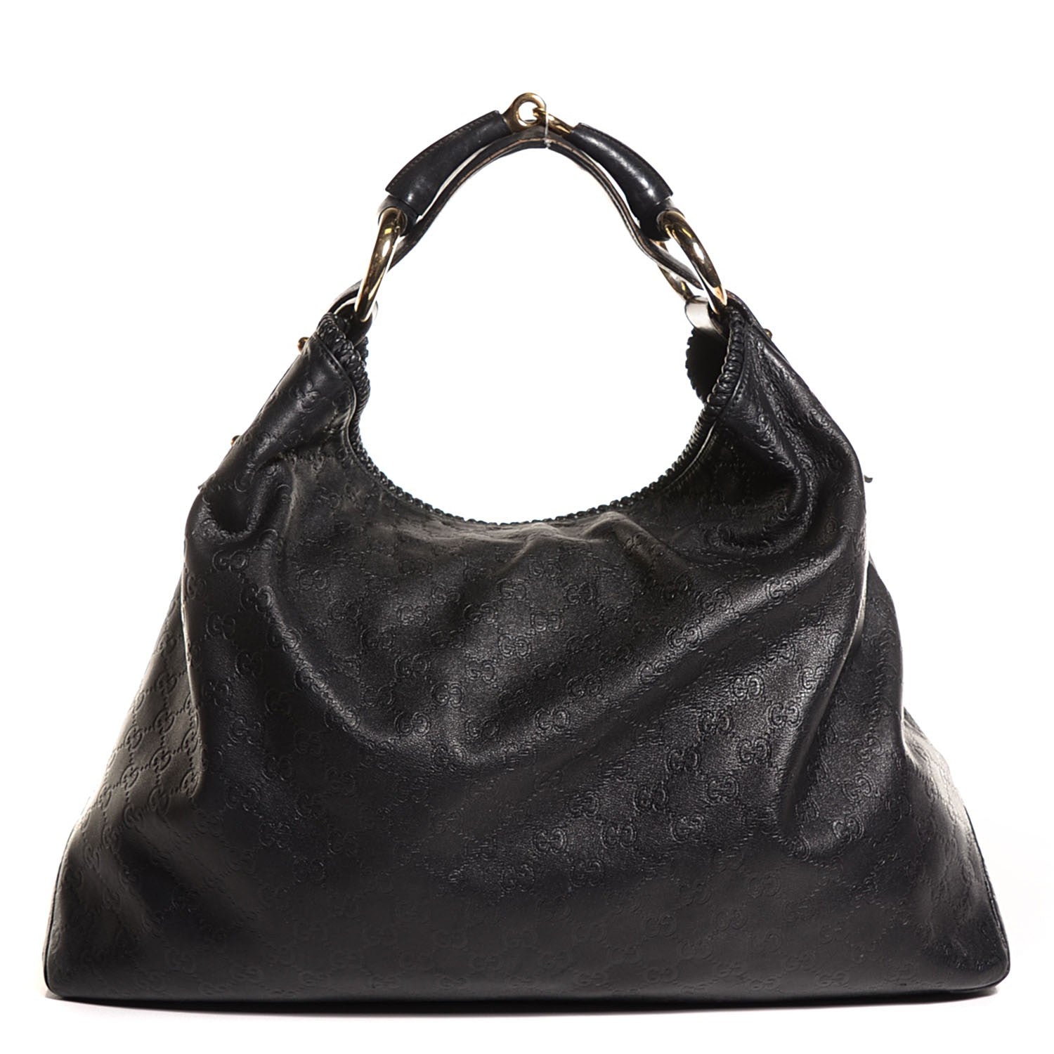 Gucci Guccissima Large Horsebit Chain Hobo Black 1 of 7