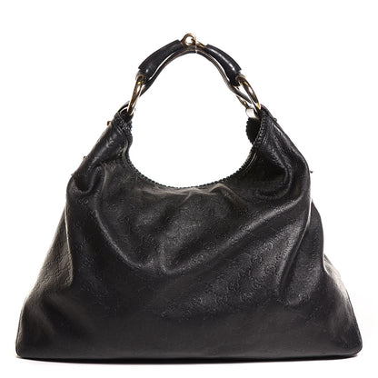 Gucci Guccissima Large Horsebit Chain Hobo Black 1 of 7