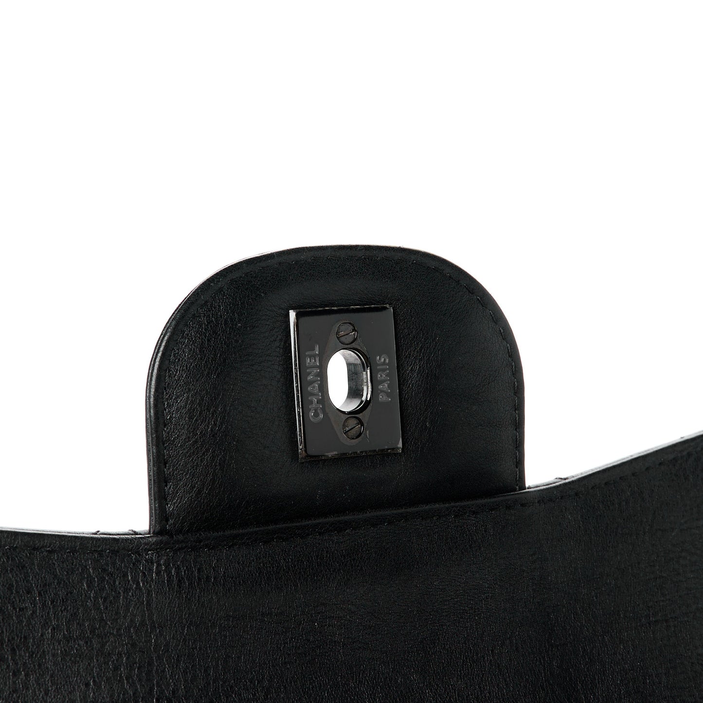 Crumpled Calfskin Quilted Jumbo Double Flap So Black