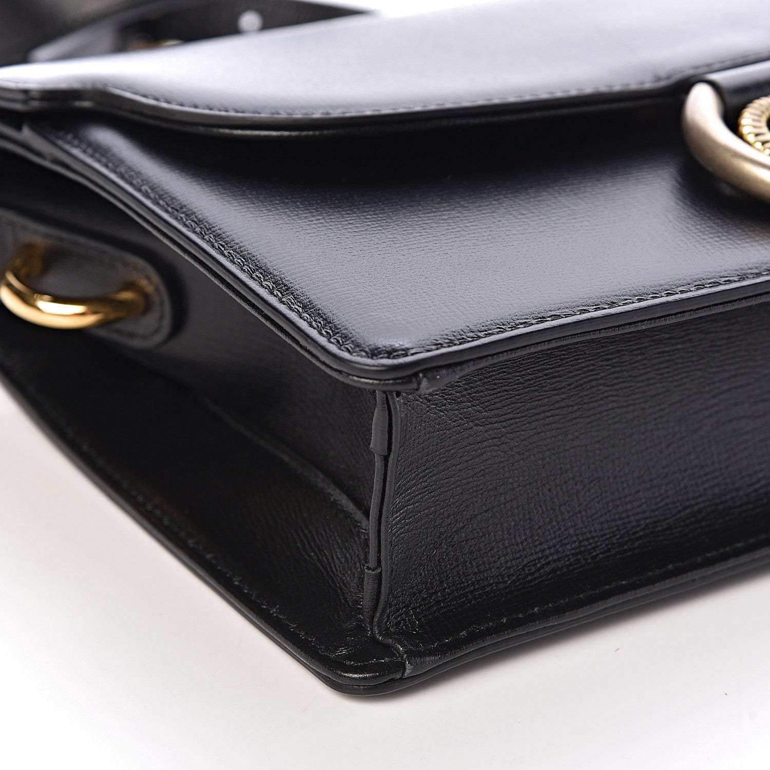 Gucci Textured Calfskin Small Torchon GG Ring Shoulder Bag Black 9 of 11