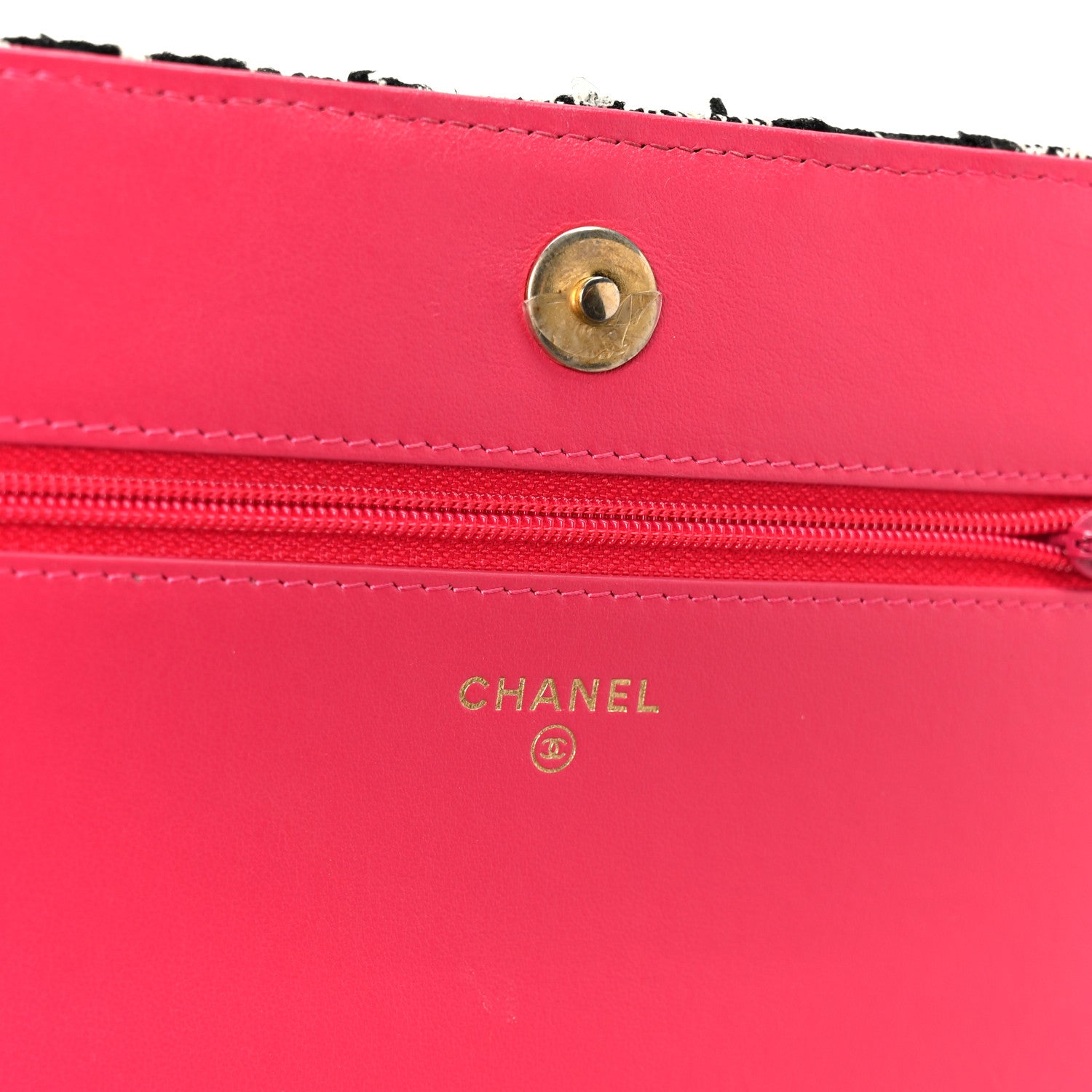 Chanel Tweed Calfskin Signe Wallet On Chain WOC Black Pink Orange 6 of 12