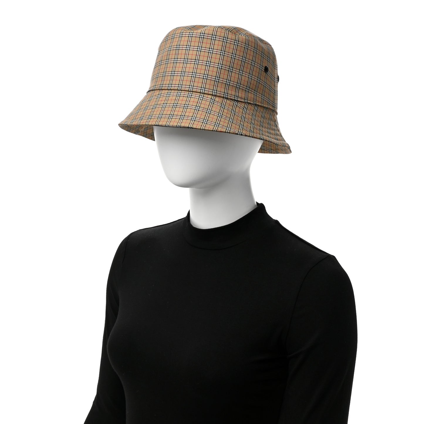 Technical Cotton Micro Check Bucket Hat L Archive Beige