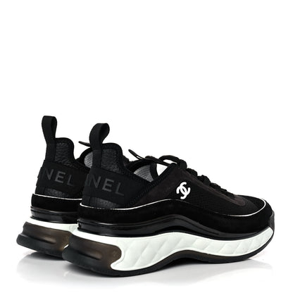 Chanel Fabric Suede CC Sneakers 38 Black Dark Grey 4 of 11