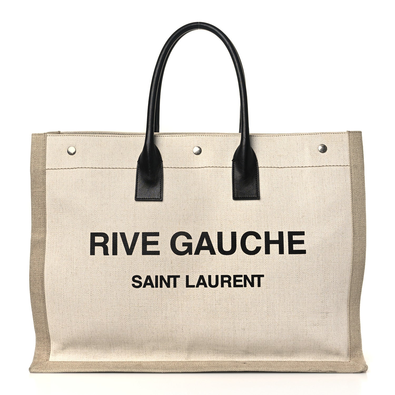 Saint Laurent Linen Calfskin Rive Gauche Tote Optic White 1 of 11
