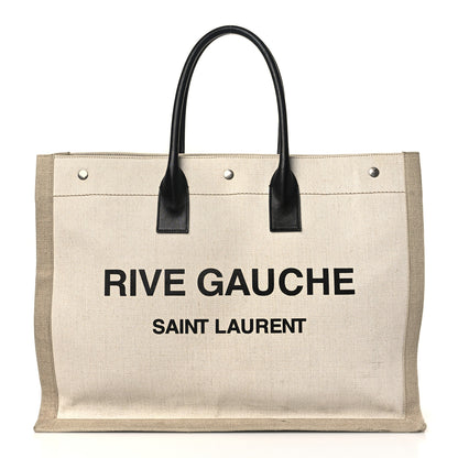 Saint Laurent Linen Calfskin Rive Gauche Tote Optic White 1 of 11