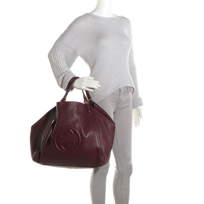 Gucci Pebbled Calfskin Large Soho Shoulder Bag Bordeaux 2 of 9