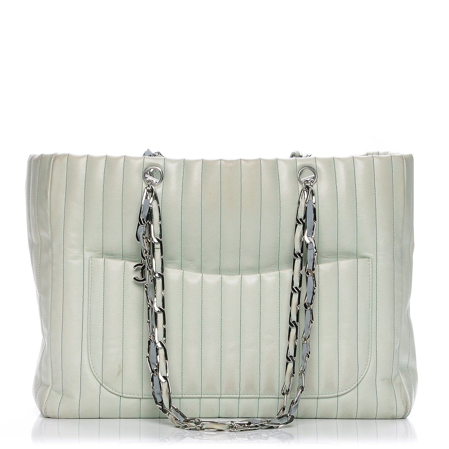 Chanel Lambskin Vertical Quilted Large Mademoiselle Tote Light Green 1 of 14
