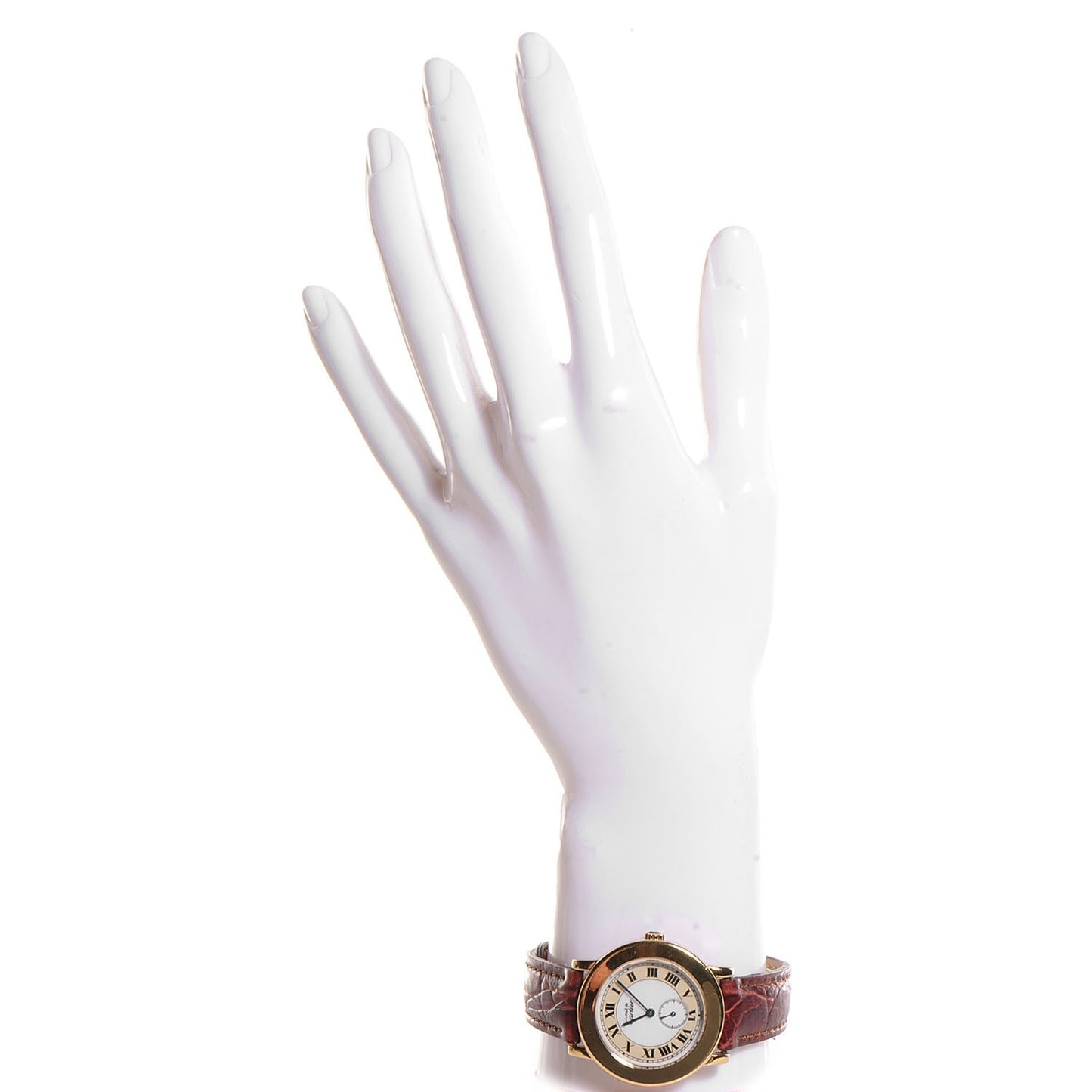 Sterling Silver Vermeil Alligator 33mm Must De Cartier Quartz Watch Burgundy