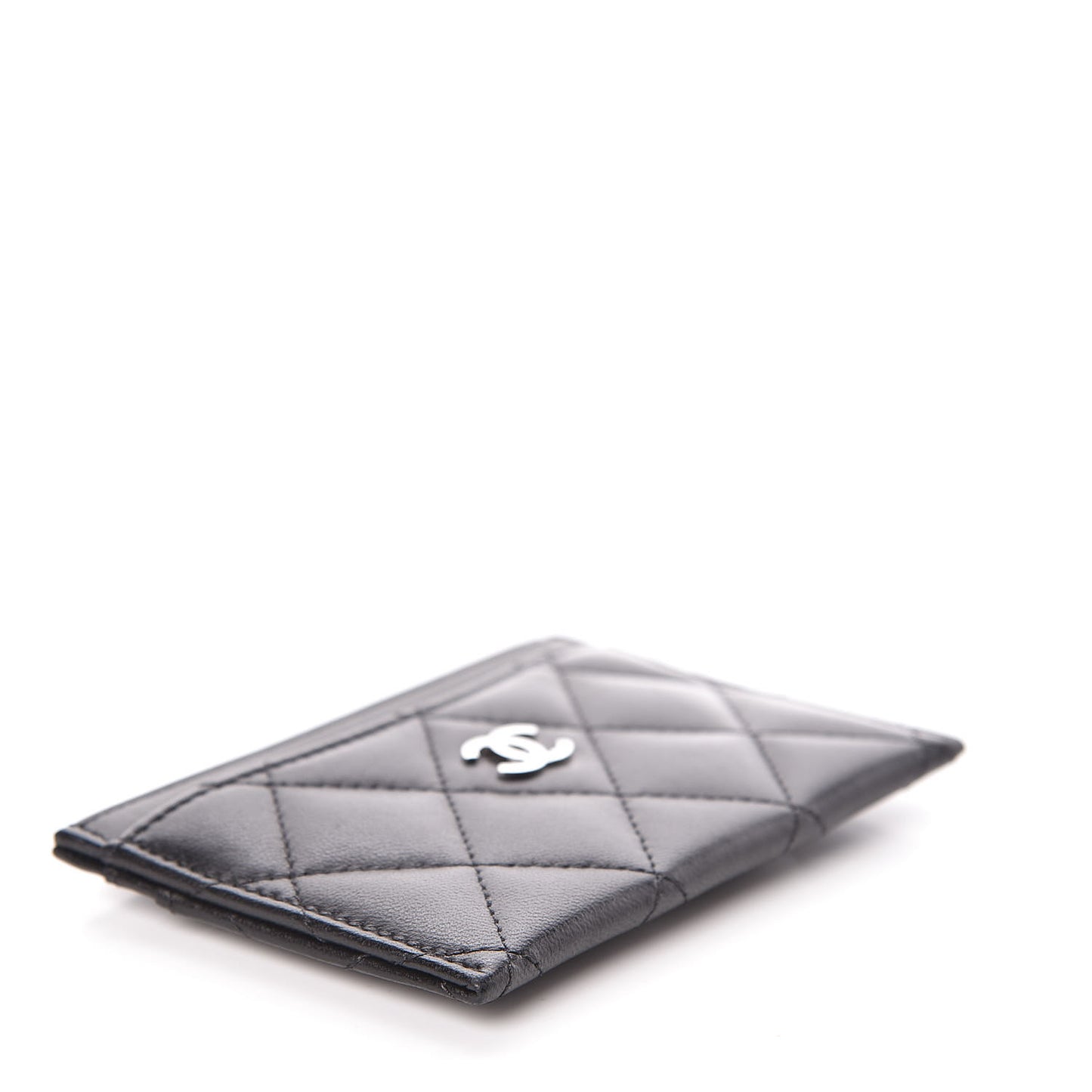 Lambskin Quilted Card Holder Black