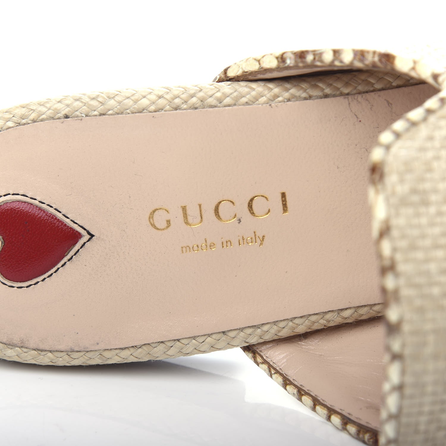 Gucci Straw Elaphe Womens Princetown Slippers 38.5 Natural Cream Brown 8 of 11