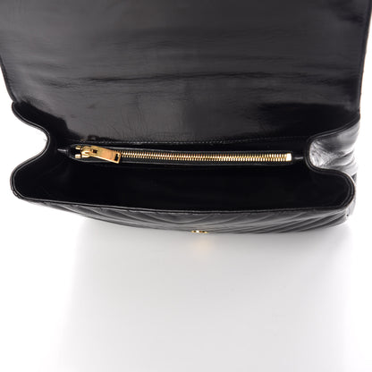 Saint Laurent Cracked Shiny Calfskin Matelasse Chevron Monogram Large College Satchel Black 7 of 12