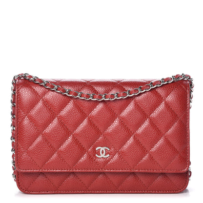 Chanel Caviar Quilted Wallet on Chain WOC Red 1 of 13
