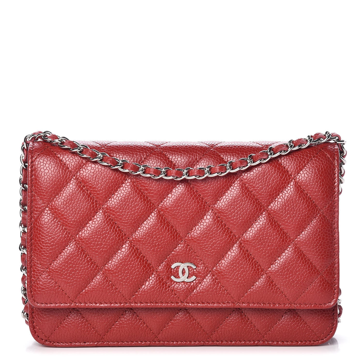 Chanel Caviar Quilted Wallet on Chain WOC Red 1 of 13