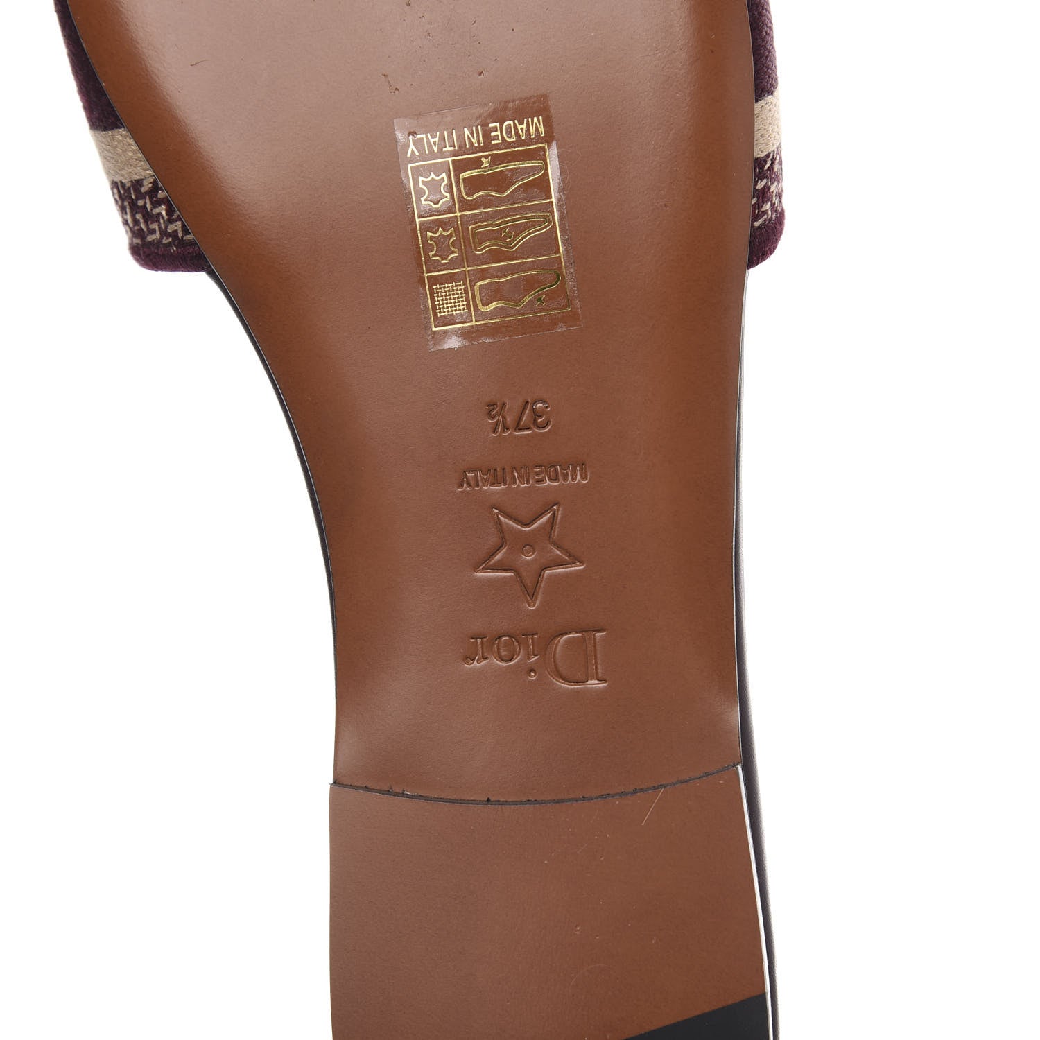 Christian Dior Canvas Embroidered Dway Mules Slide Sandals 37.5 Burgundy 7 of 9