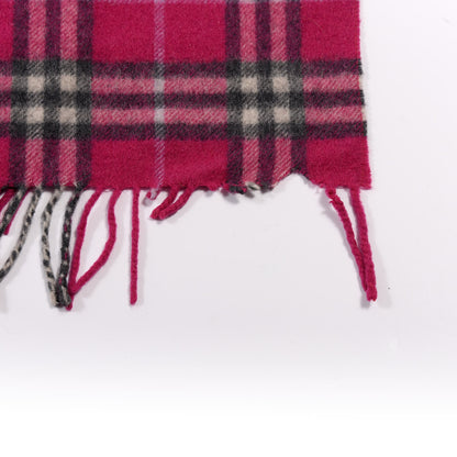 Burberry Cashmere Vintage Check Fringe Scarf Fuchsia 4 of 4