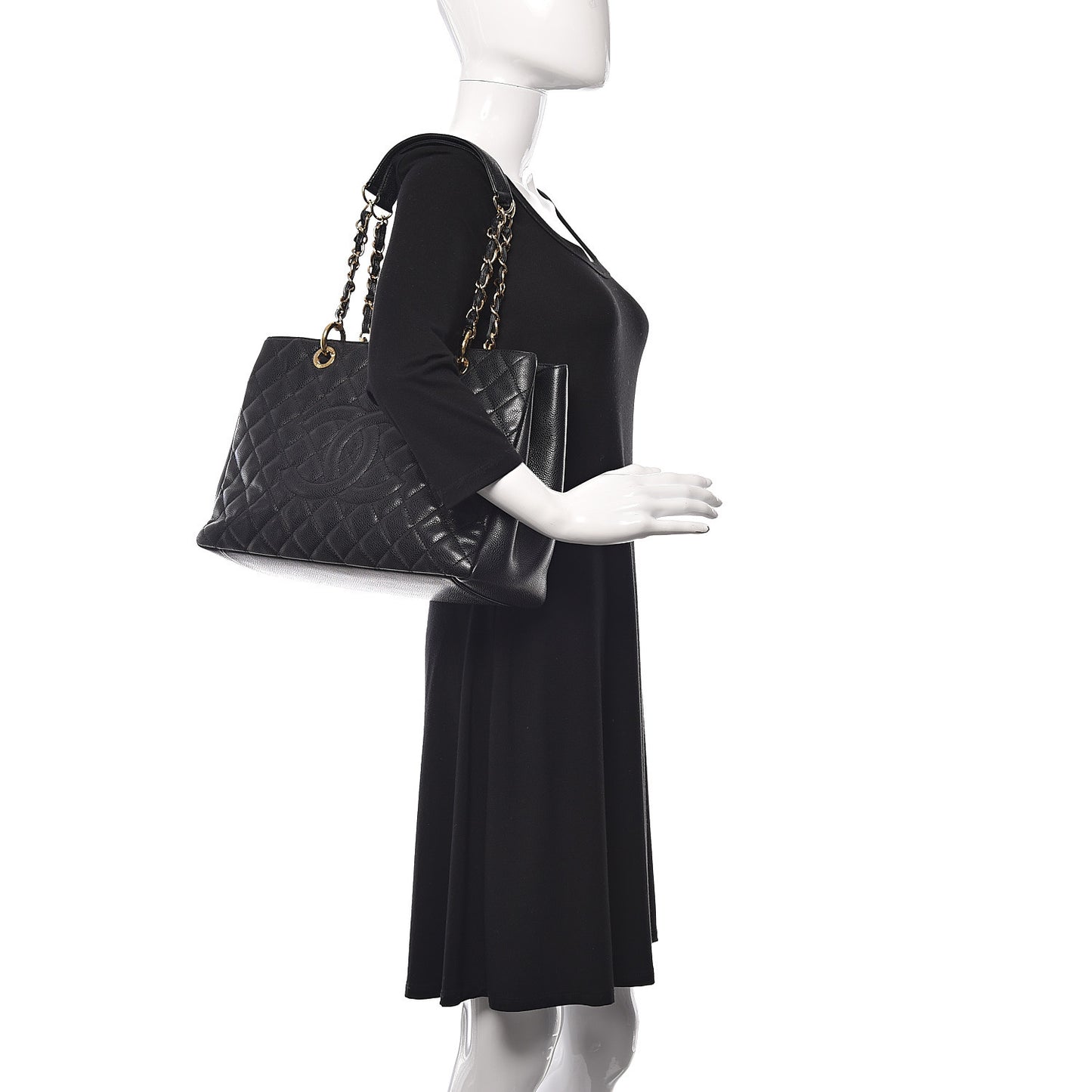 Caviar Quilted Grand Shopping Tote GST Black