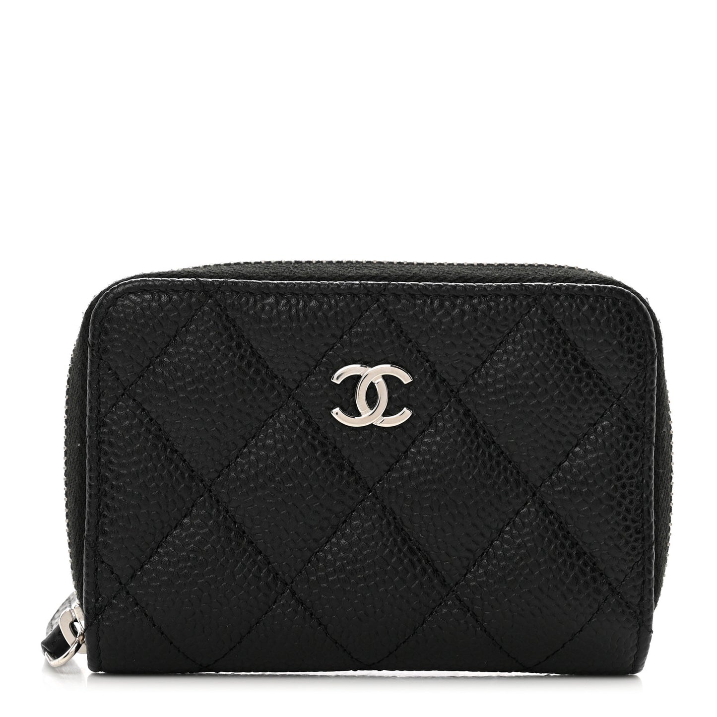 Caviar Quilted Classic Zipped Coin Purse Black