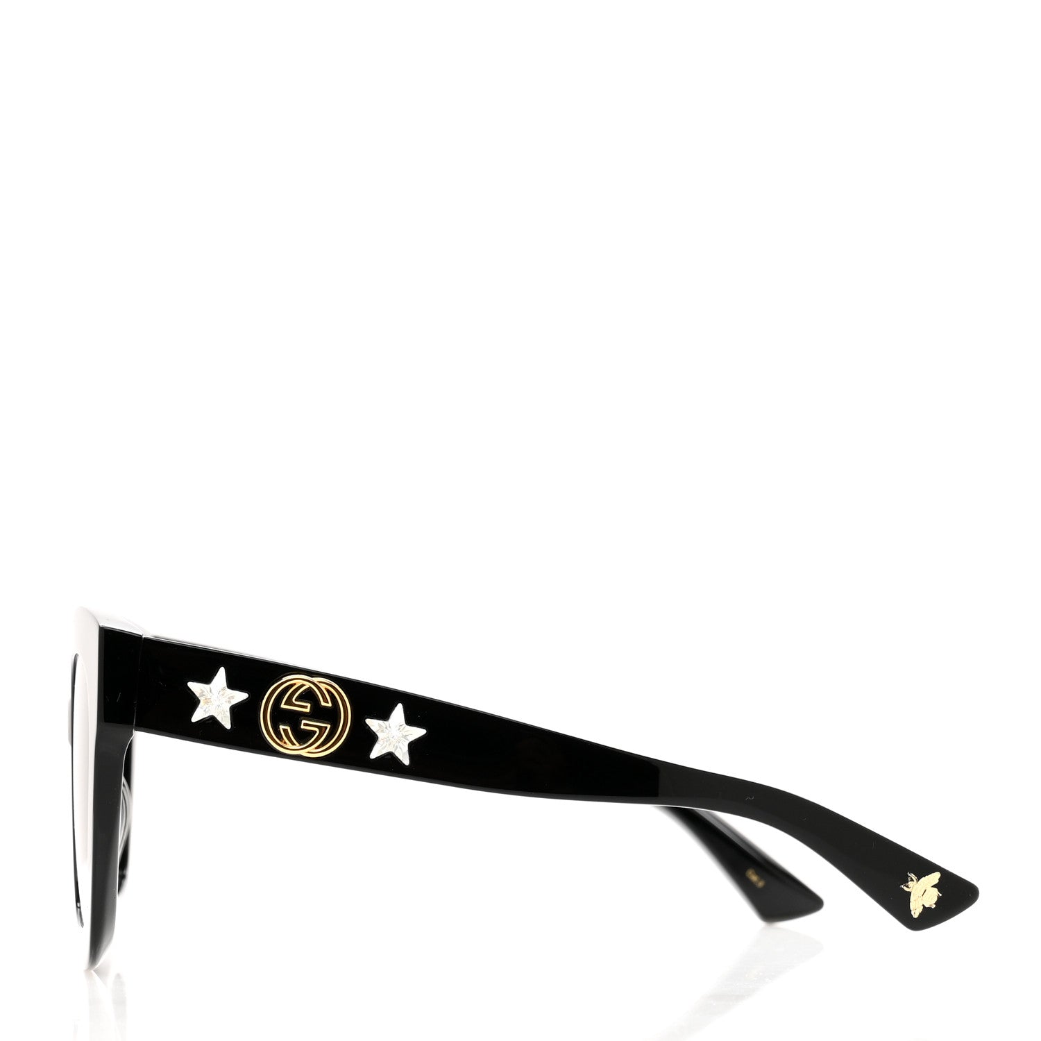 Gucci Acetate Crystal Star Round Frame Sunglasses GG0208S Black 3 of 6