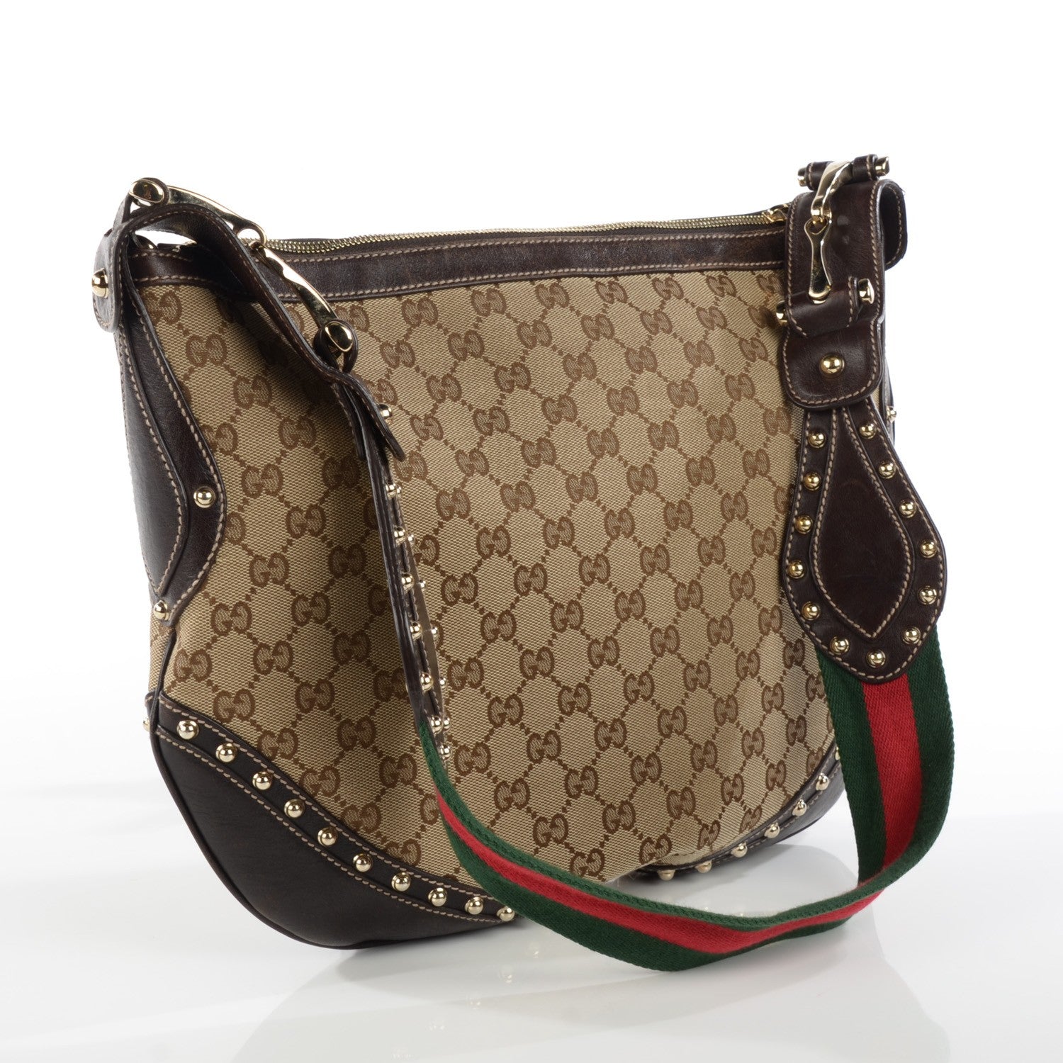 Gucci Monogram Pelham Studded Shoulder Bag Brown 3 of 7