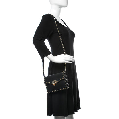 Valentino Garavani Vitello Rockstud Shoulder Flap Bag Black 2 of 8