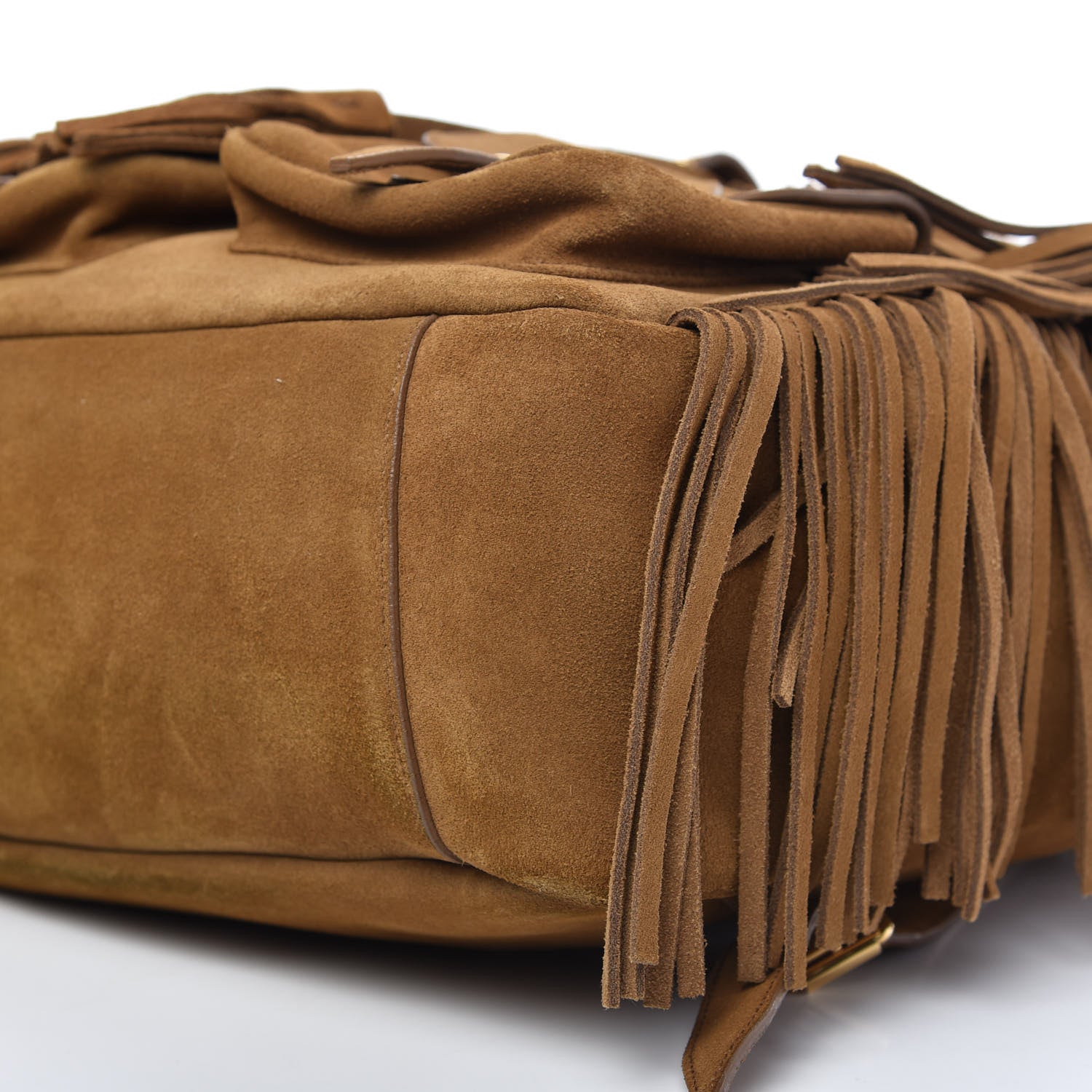 Saint Laurent Suede Calfskin Fringe Festival Backpack Light Ocre 7 of 12