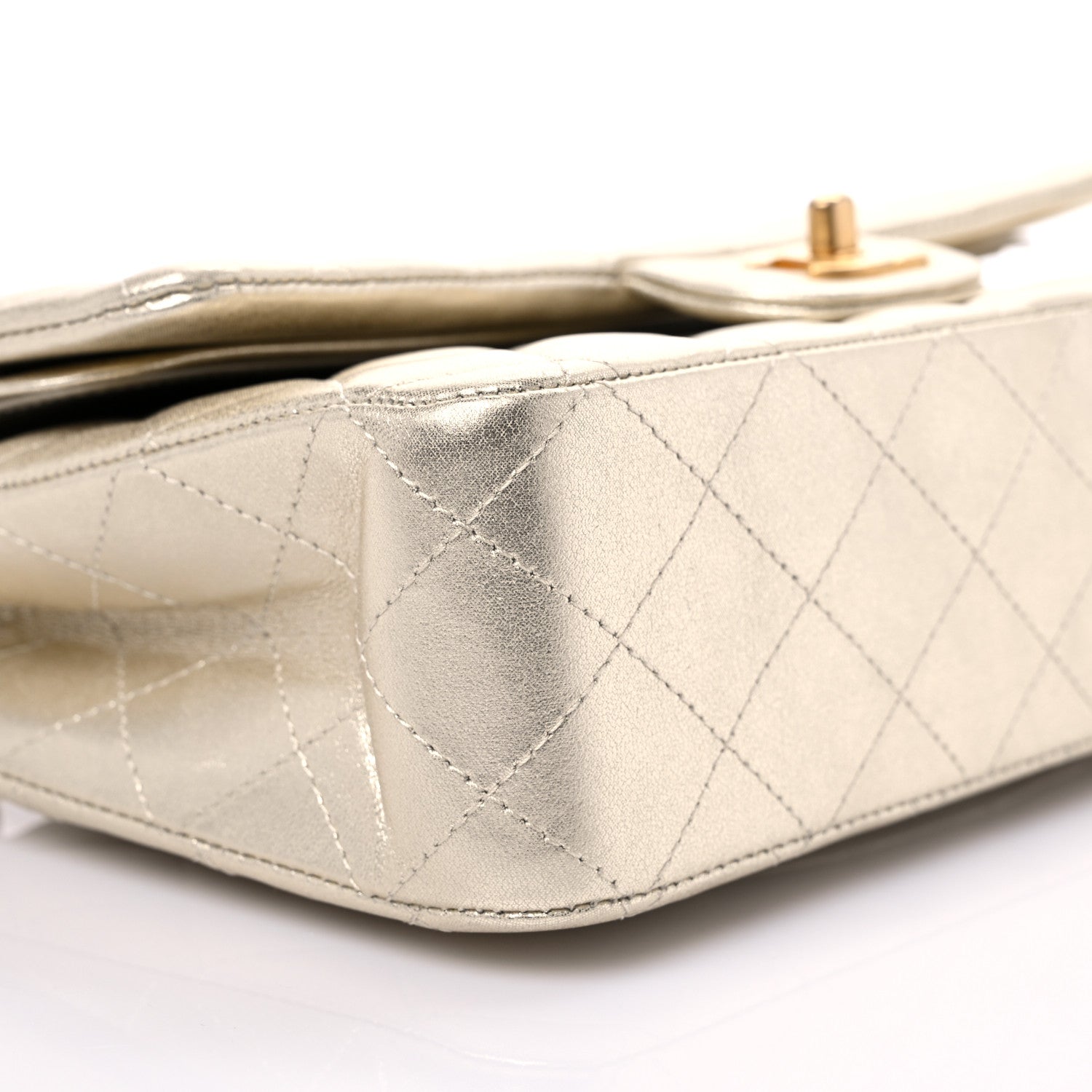 Chanel Metallic Lambskin Quilted Medium Double Flap Gold 8 of 14
