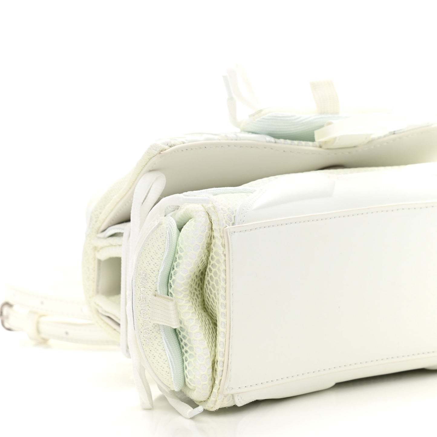 Faux Calfskin Fabric Glow In The Dark Small Sneakerhead Top Handle Bag White