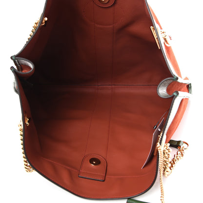 Gucci Suede Calfskin Large Rajah Chain Tote Brown Green 5 of 12