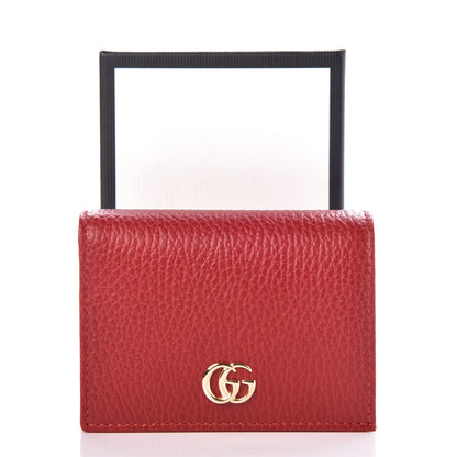 Gucci Pebbled Calfskin GG Marmont Card Case Hibiscus Red 7 of 7