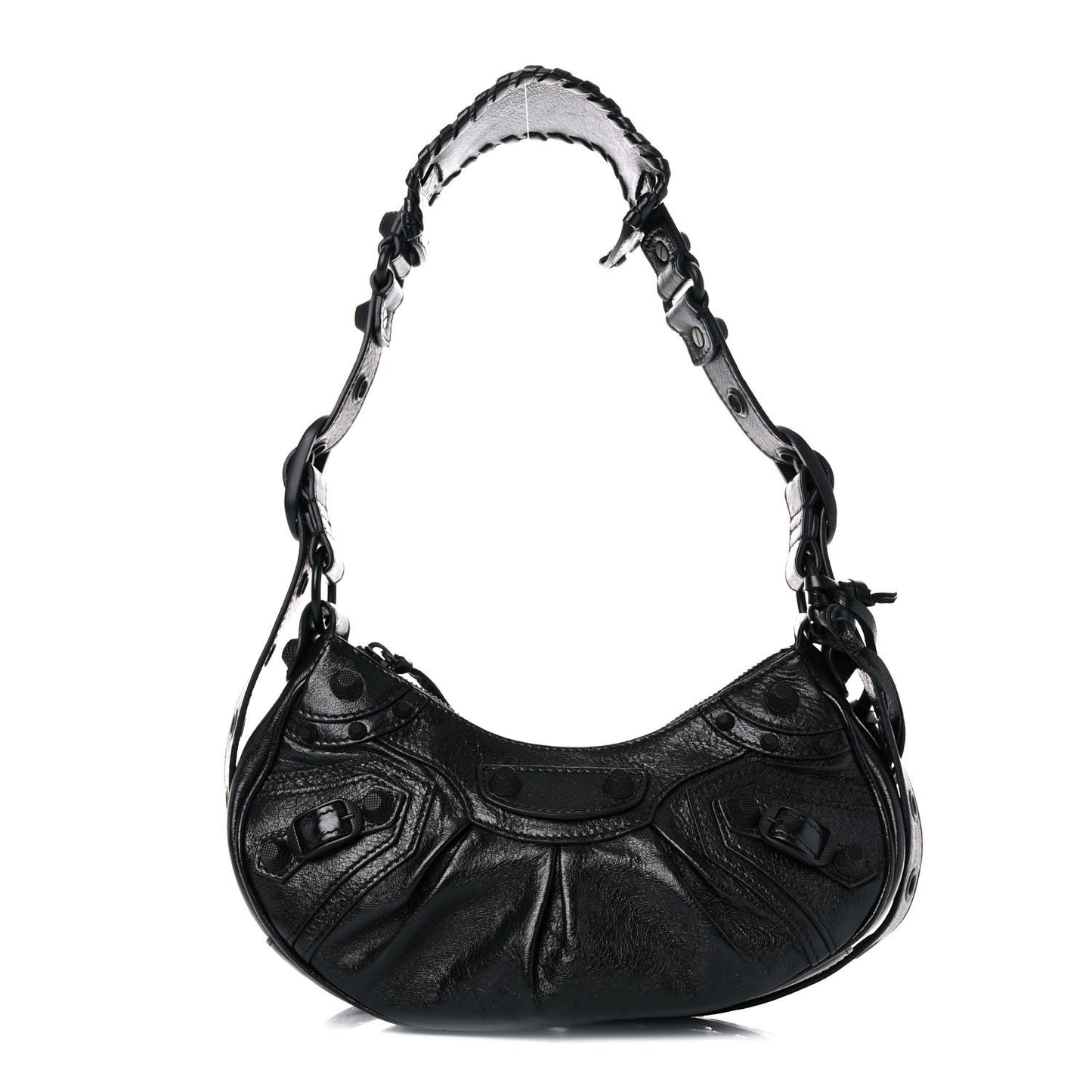 Agneau Arena Monochrome Le Cagole Shoulder Bag XS Black