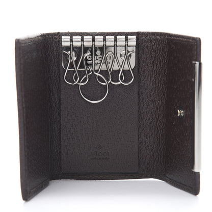 Gucci Monogram Textured Calfskin Metal Bar 6 Key Holder Case Beige Ebony Cocoa 5 of 11