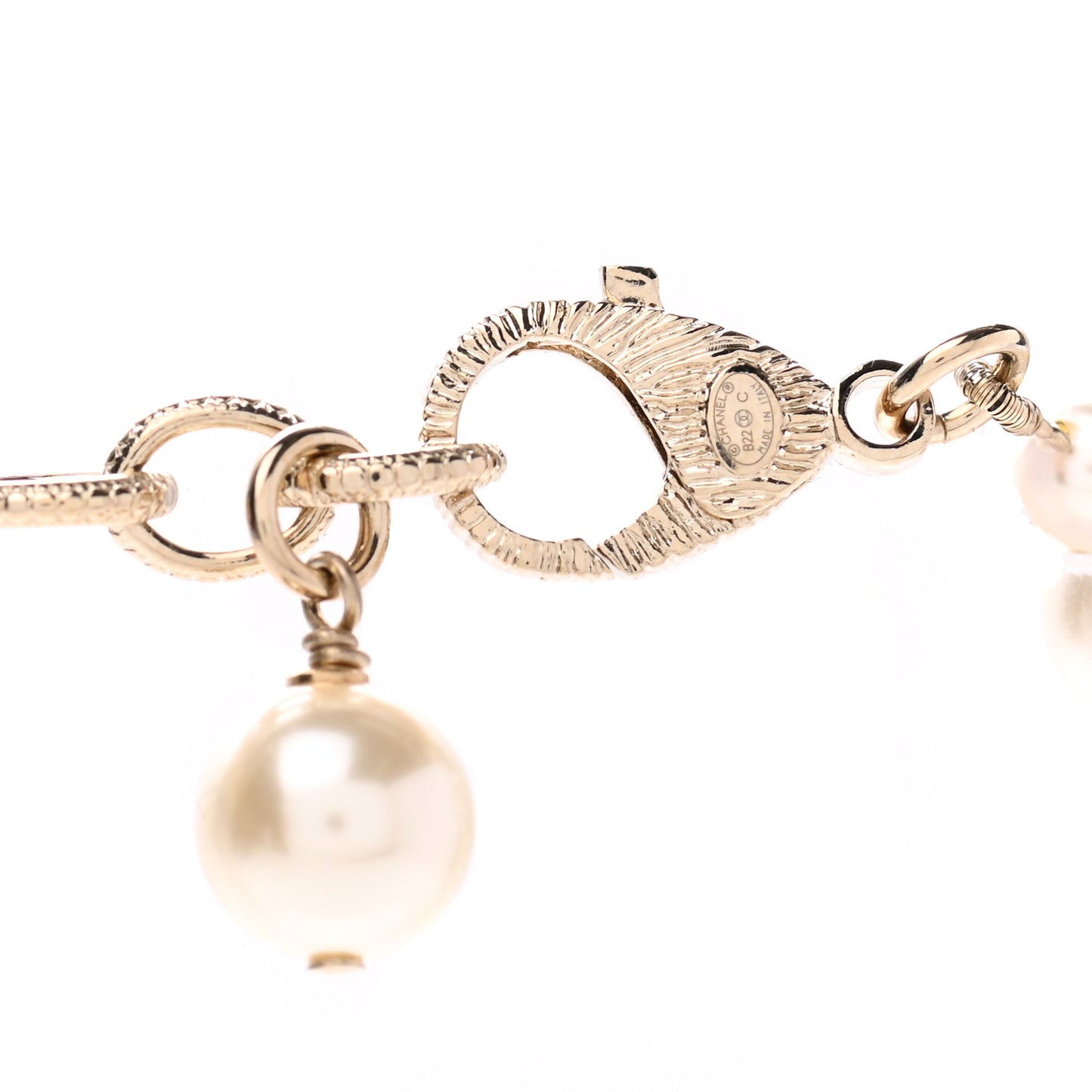 Pearl Crystal CC Camellia Short Necklace Gold