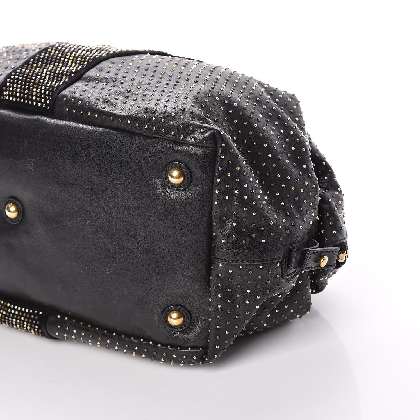 Calfskin Rock Studded Easy Sac Black