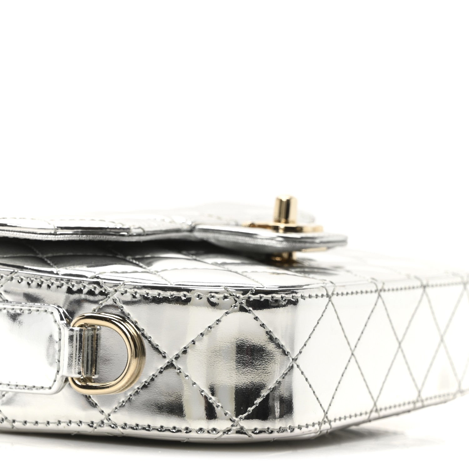 Chanel Mirror Calfskin Metallic Calfskin Quilted Hollywood Boulevard Mini Flap With Star Coin Purse Silver 10 of 11